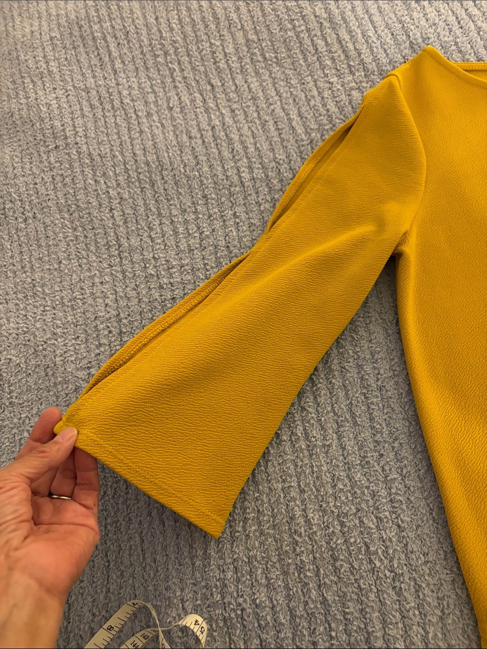 Green Envelope Mustard Textured Boatneck Long Sleeve Top - Picture 6 of 13